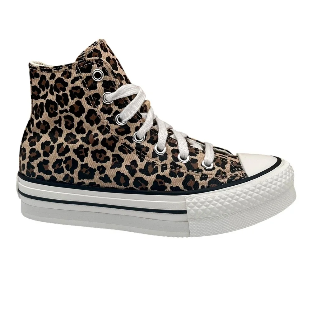 Converse Chuck Taylor Lift Youth Girls High-Top Sneakers Size 1 Vintage Leopard